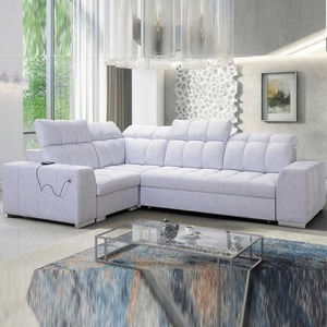 Narożnik z funkcją spania Luigi II szary popiel lewostronny komfort podczas codziennego wypoczynku narożnik z pojemnikiem na pościel