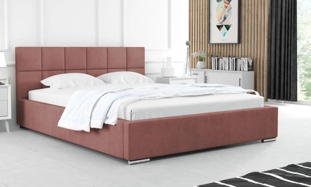 Łóżko tapicerowane Costa 160x200 łososiowe stylowe łóżko z pojemnikiem na pościel wygodny zagłówek zachwyca eleganckim designem
