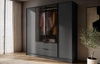 Szafa Corse 206 cm grafitowa nowoczesny design szafa z przeszklonymi frontami idealna do sypialni szafa z drążkiem na ubrania wiszące