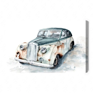 Obraz na płótnie akwarelowy samochód 100x70 cm ponadczasowa ozdoba wnętrza obraz w wyrazistej kolorystyce wysoka jakość wykonania