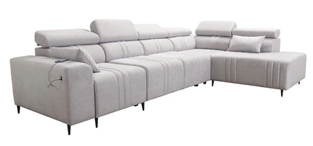 Narożnik z funkcją spania Castel XI różowy prawostronny komfortowy narożnik z pojemnikiem na pościel wytrzymała tkanina