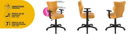 Krzesło do biurka Duo żółte dopasowane do wzrostu 159-188 cm ergonomiczne krzesło obrotowe z regulowanymi podłokietnikami