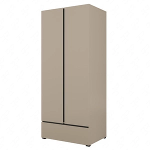 Szafa Cross 89 cm ciemny beżowy prosta forma w nowoczesnym wydaniu idealna szafa do sypialni lub garderoby geometryczny kształt pojemna szuflada