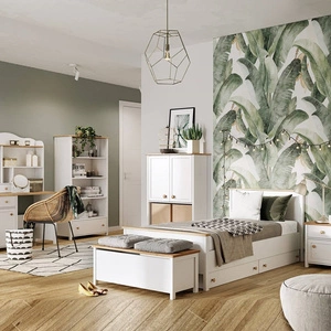 Zestaw mebli Story biały / dąb nash eleganckie i stylowe meble do pokoju młodzieżowego o subtelnym wykończeniu modna kolorystyka