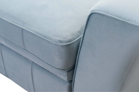 Narożnik z funkcją spania Rava III brązowy prawostronny velvet komfortowy narożnik z regulowanymi zagłówkami i pojemnikiem na pościel