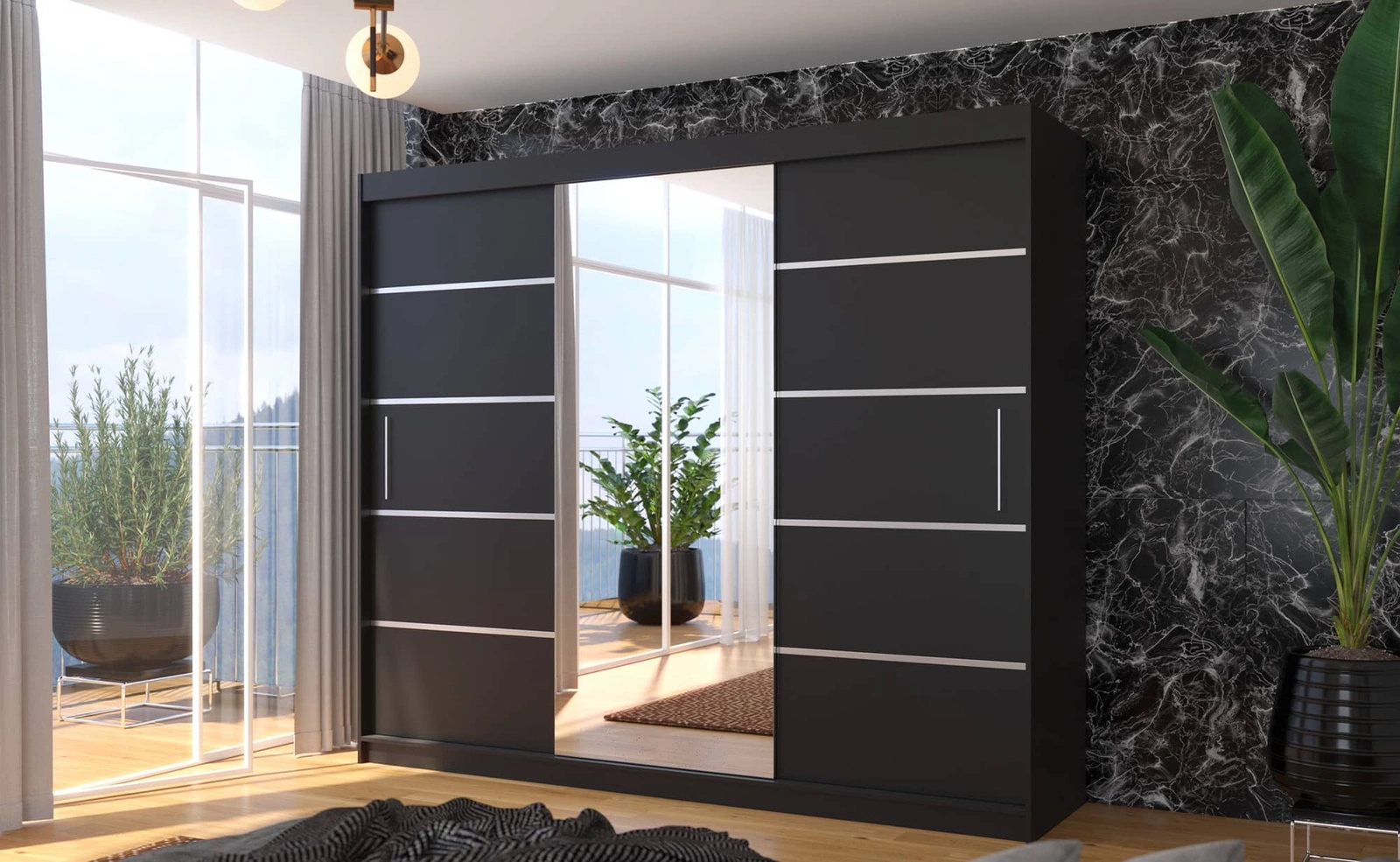 Szafa przesuwana z lustrem Solo Szafa z lustrem do sypialni Szafy przesuwne do pokoju