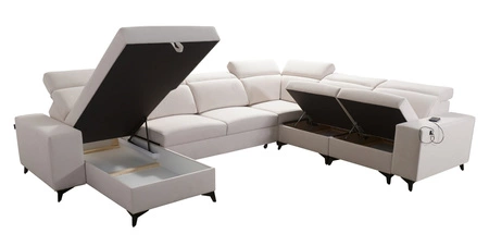 Narożnik z funkcją spania Kelly Sleek VIII szary popiel lewostronny stylowy narożnik do salonu zapewnia komfort podczas wypoczynku