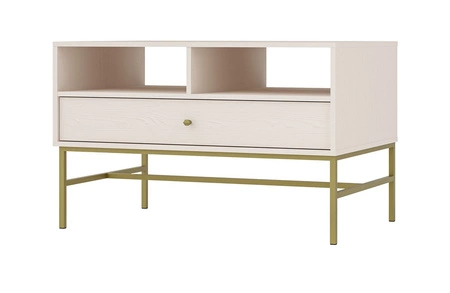 Zestaw mebli do salonu Kioto III beżowy stylowy design eleganckie meble w stonowanej kolorystyce wzbogacone stabilnym złotym stelażem