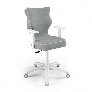 Krzesło do biurka Duo szare dopasowane do wzrostu 159-188 cm ergonomiczne krzesło obrotowe z regulowanymi podłokietnikami