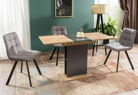 Krzesło tapicerowane Ellis Bjorn beżowe nowoczesne oraz funkcjonalne krzesło do jadalni z metalowymi nogami