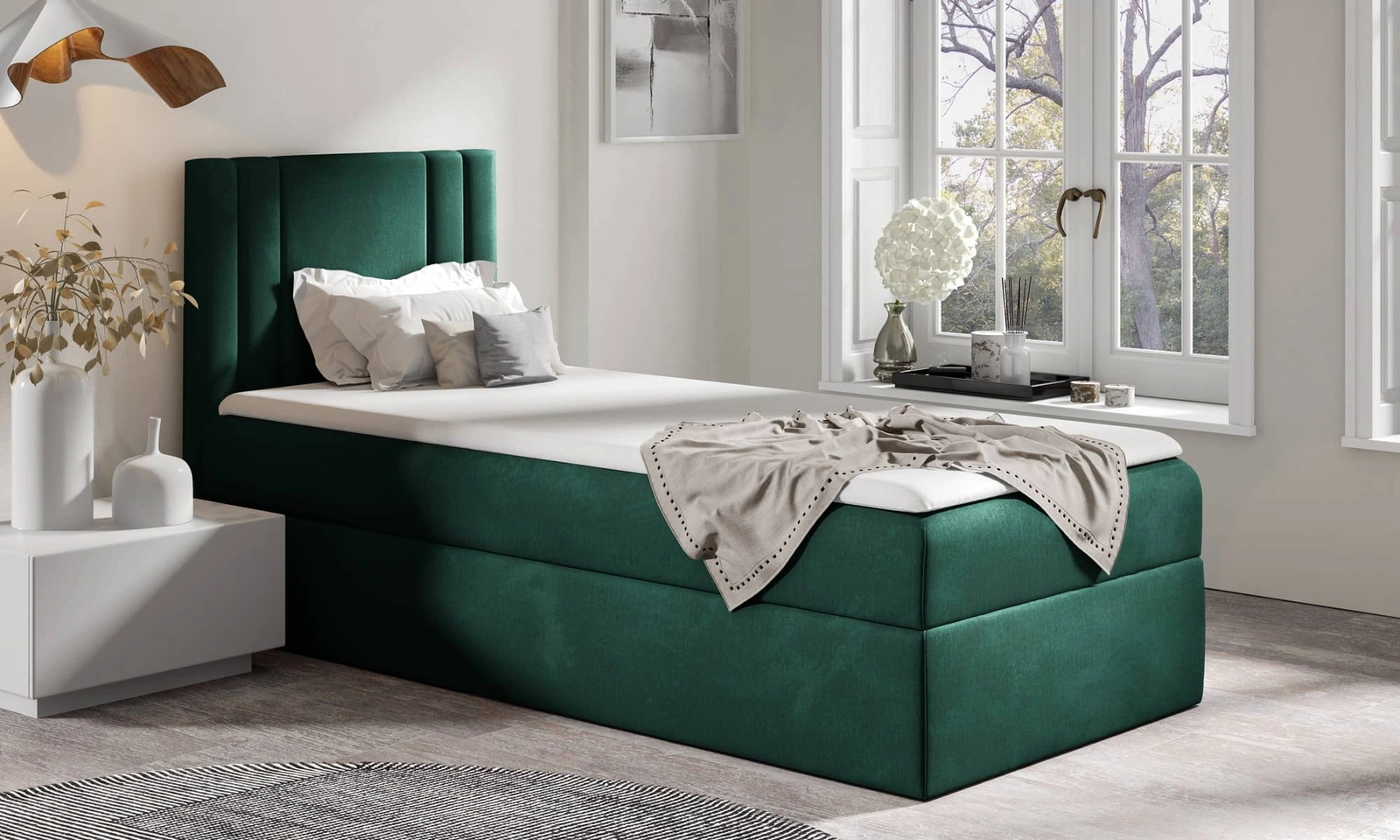 Łożko kontynentalne Alia 80x200 cm w kolorze butelkowa zieleń Monolith 37