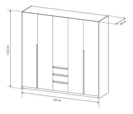 Szafa Novi 225 cm dąb craft złoty / biały funkcjonalny mebel klasyczna forma idealna szafa do garderoby sypialni lub przedpokoju