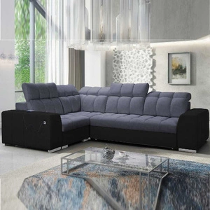 Narożnik z funkcją spania Luigi II grafitowy / czarny lewostronny komfort podczas codziennego wypoczynku narożnik z pojemnikiem na pościel