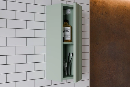 Szafka łazienkowa wisząca Line Reed Green 30 cm szałwiowa stylowa szafka do łazienki z oryginalnym pionowym ryflowaniem