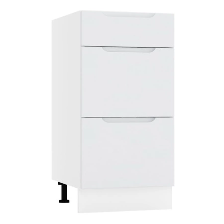 Szafka kuchenna stojąca z szufladami Zova D40 S/3 biały / jasny szary pojemna szafka odporna na działanie wilgoci frezowane uchwyty