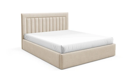 Łóżko tapicerowane Togo 160x200 kremowe eleganckie i funkcjonalne łóżko do sypialni gustowne pionowe przeszycia na wezgłowiu