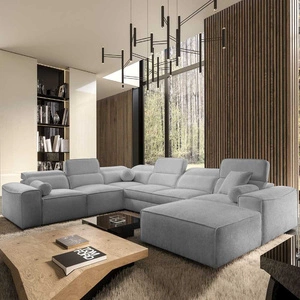 Narożnik z funkcją spania Viano VIII jasny szary prawostronny nowoczesny narożnik o ciekawej konstrukcji pojemniki na pościel