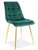 Krzesło tapicerowane Chic II 43x50 cm zielone nowoczesne oraz funkcjonalne krzesło glamour ze złotymi nogami