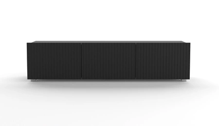 Szafka RTV Colder 150 cm czarna z możliwością podwieszenia stylowy ryflowany front elegancka forma mebla w nowoczesnym stylu