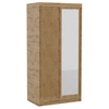 Szafa przesuwna z lustrem Delia 100 cm dąb artisan stylowa szafa z ozdobnymi lamelami w kolorze drewna wpasuje się do każdej aranżacji