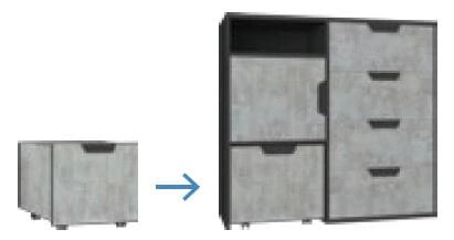 Komoda z szufladami Nano 90 cm grafit / dąb rivierabezproblemowe korzystanie i trwałość stylowy oraz funkcjonalny dodatek do gabinetu i pokoju nastolatka