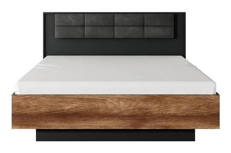 Łóżko Dover 160x200 cm z pojemnikiem na pościel kasztan / antracyt idealne łóżko do sypialni z częściowo tapicerowanym zagłówkiem