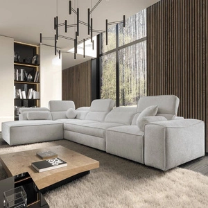 Narożnik z funkcją spania Viano XI szary popiel lewostronny modny i stylowy narożnik z regulowanymi zagłówkami ozdobne poduszki