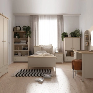 Zestaw mebli Story beżowy / dąb vincenza bielona stylowe meble do pokoju młodzieżowego o subtelnym wykończeniu modna kolorystyka