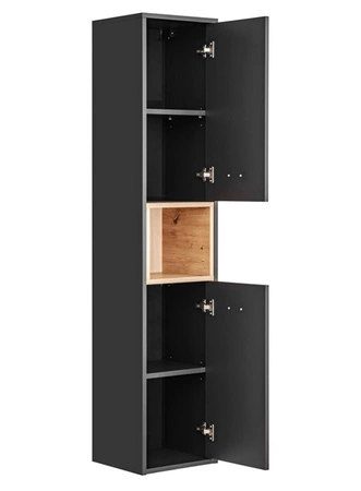 Zestaw mebli łazienkowych Borneo szary / dąb artisan nowoczesny design szafki wiszące do łazienki o świetnie dobranej kolorystyce