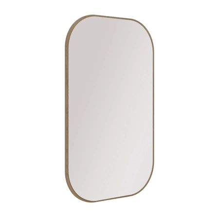 Lustro wiszące Ovalio 68 cm dąb cremona funkcjonalny dodatek do toaletki przedpokoju oraz garderoby lustro o nietypowym kształcie