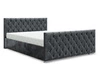 Łóżko tapicerowane Viamao 180x200 grafitowe z pojemnikiem w nowoczesnym skandynawskim stylu z pikowanym wezgłowiem oraz zanóżkiem 
