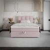 Łóżko kontynentalne Flint 100x200 pudrowy róż w nowoczesnym skandynawskim stylu z tapicerowanym zagłówkiem łóżko z pojemnikiem