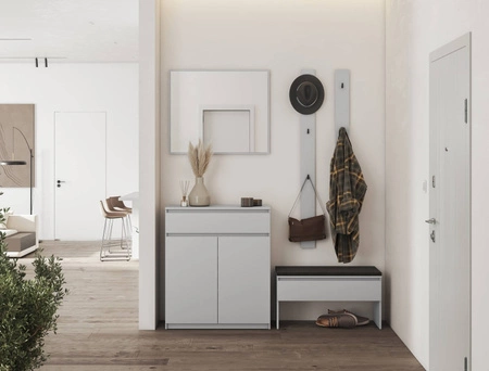 Komoda Simply 92 cm szara funkcjonalna komoda z szufladą idealna do przedpokoju minimalistyczny styl prosta konstrukcja