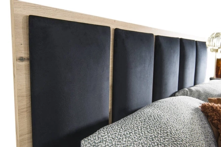 Zestaw mebli do sypialni Cali dąb artisan / czarny wygodne łóżko z pojemnikiem na pościel ozdobne lamele