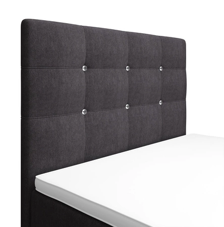 Łóżko kontynentalne Kansas 100x200 grafitowe w nowoczesnym skandynawskim stylu z tapicerowanym zagłówkiem oraz zanóżkiem