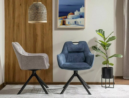 Krzesło tapicerowane Remo Brego szare nowoczesne krzesło obrotowe z metalowymi nogami stylowe krzesło kubełkowe