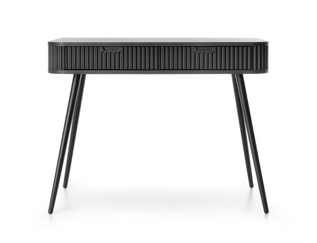 Zestaw mebli Zoya czarny nowoczesny design meblościanka do salonu lub pokoju dziennego zaoblony kształt brył ryflowane fronty