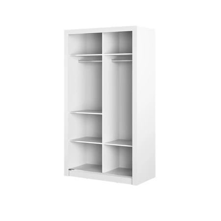 Szafa przesuwna z lustrem Arti 120 cm biała pojemna szafa do przedpokoju drzwi szafy wykończone lustrami w ciekawej konfiguracji