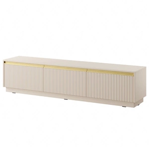 Szafka RTV Imperial 180 cm beżowa z możliwością podwieszenia stylowe frezowane fronty ozdobione ciekawymi uchwytami