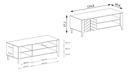 Zestaw mebli do salonu Malumi beżowy stylowe meble z wyrafinowanym wzorem jodełki metalowe uchwyty wysoka stabilna podstawa
