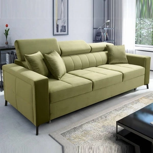 Sofa z funkcją spania Nausa zielona regulowane zagłówki odporna na zaciągnięcia i zadrapania komfortowa podczas wypoczynku