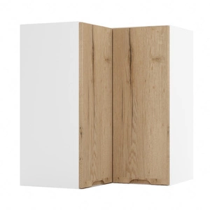 Szafka kuchenna narożna wisząca Zova 60x60 WRN biały / dąb halifax frezowane uchwyty szafka odporna na działanie wilgoci i parę wodną