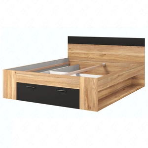 Łóżko z szufladą Beta 160x200 cm dąb mauvella / czarny to idealne łóżko do sypialni  lub pokoju młodzieżowego z zagłówkiem