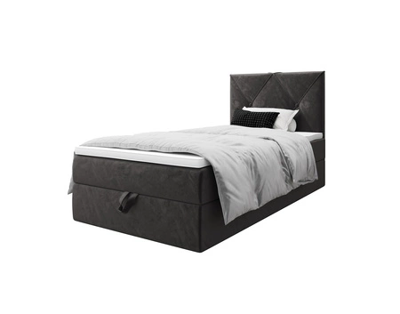 Łóżko kontynentalne Arvada 100x200 szare w nowoczesnym skandynawskim stylu z tapicerowanym zagłówkiem łóżko z pojemnikiem