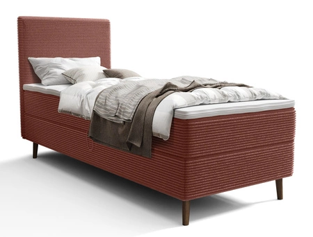 Łóżko kontynentalne Totti 80x200 indyjski róż stylowe łóżko z pojemnikiem na pościel trójwymiarowa tkanina o wyrazistych prążkach