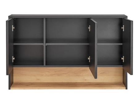 Szafka łazienkowa wisząca z lustrem Borneo 120 cm szary / dąb artisan elegancka szafka z funkcjonalną półką modny element dekoracyjny