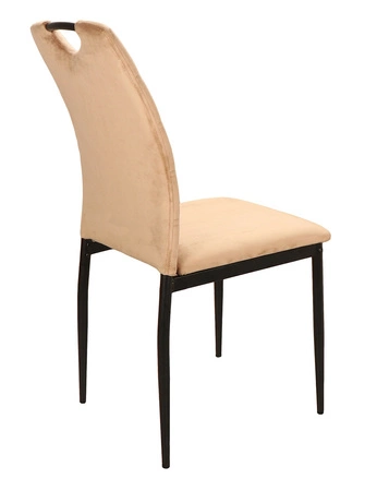 Krzesło tapicerowane Rip 38x43 cm beżowe klasyczne oraz ponadczasowe krzesło do jadalni z metalowymi nogami