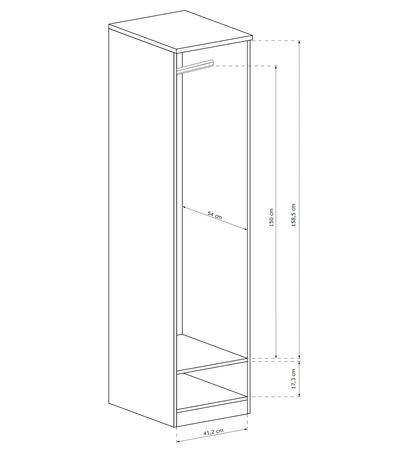 Szafa Tade 46 cm dąb lefkas gustowna stylistyka szafy z szufladą wzbogacona o metalowe złote uchwyty idealna szafa do sypialni