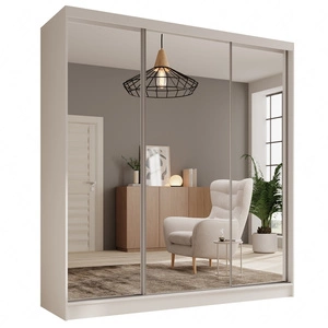 Szafa przesuwna z lustrem Tola 200 cm biała połączenie nowoczesnego designu z praktycznością szafa z wewnętrznymi szufladami