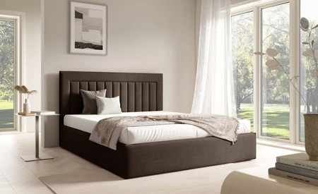 Łóżko tapicerowane Togo 180x200 brązowe eleganckie i funkcjonalne łóżko do sypialni gustowne pionowe przeszycia na wezgłowiu